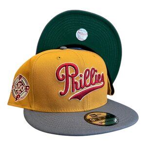 New Era Philadelphia Phillies 9FIFTY Snapback Hat Panama Tan 100 Year Side Patch